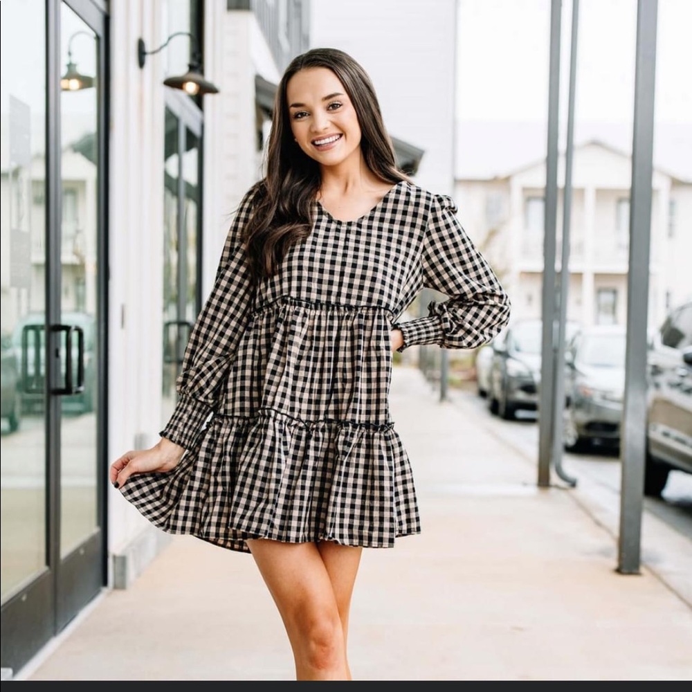 Checkered Babydoll Dress